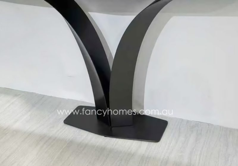 Fancy Homes Rosalind Sintered Stone Top Console Table Black Base Customisable in Sintered Stone Colours and Table Top Shape