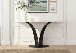 Fancy Homes Rosalind Sintered Stone Top Console Table Black Base Customisable in Sintered Stone Colours and Table Top Shape