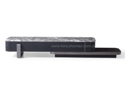 Fancy Homes Blake marble top extension tv unit featuring black and grey colour combination for contrast and sophistications