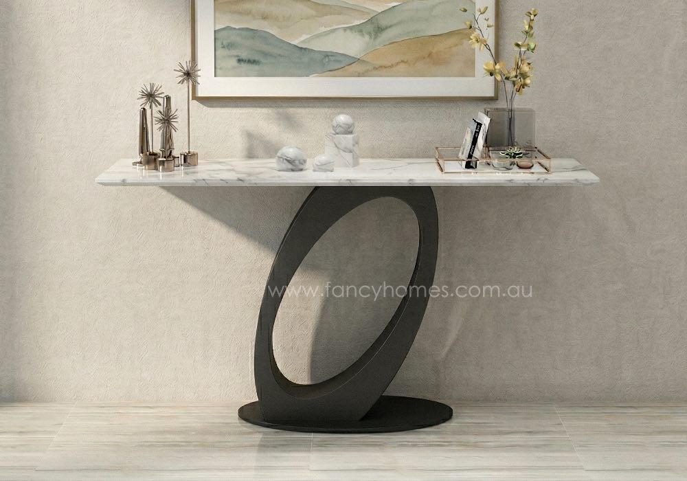 Cavaro Sintered Stone Top Console Table Fancy Homes Cavaro sintered stone console table with sculptural carbon steel base, modern hallway console table matching Cavaro dining and coffee table collection