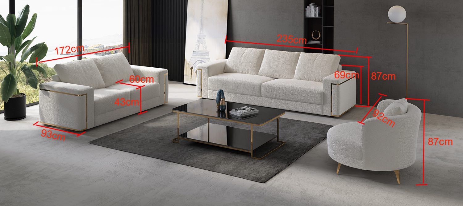 Homera Fabric Lounge Suite Dimensions Guide