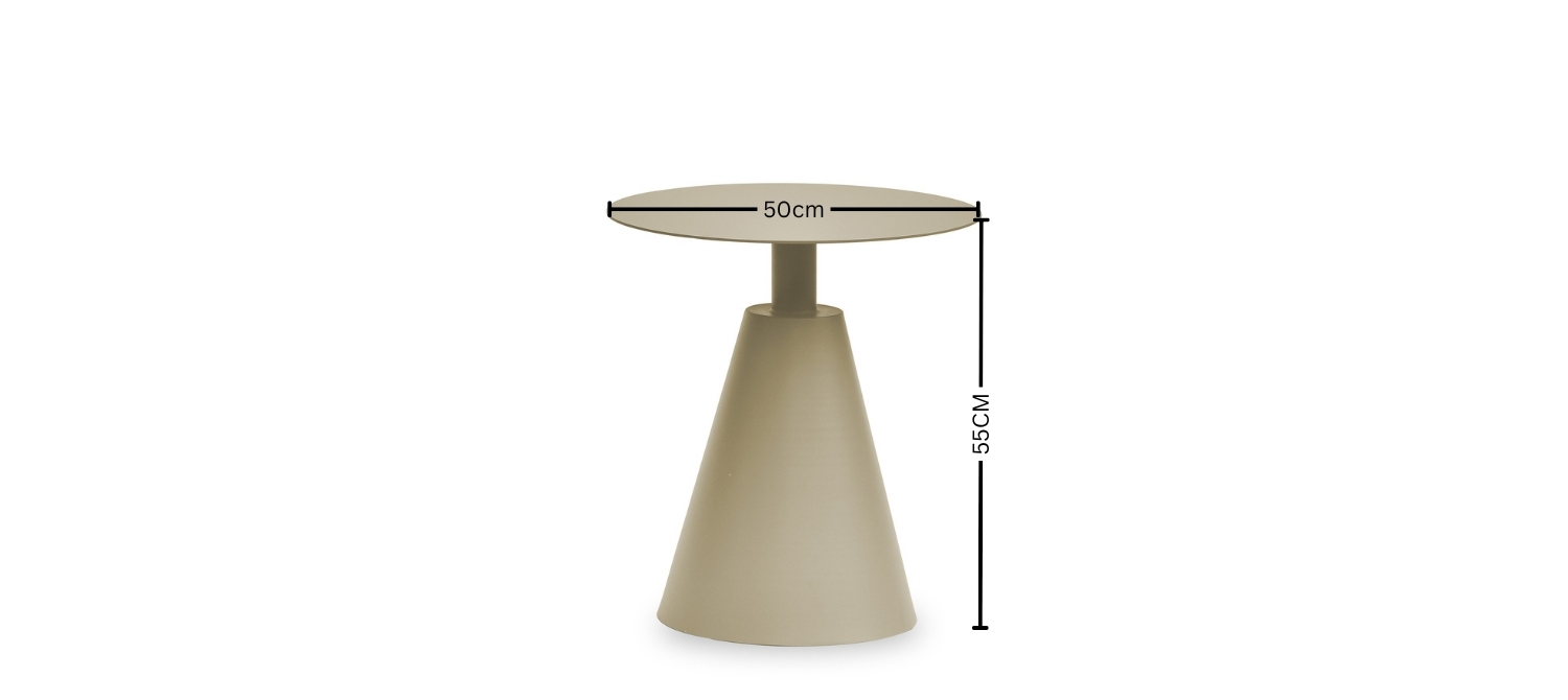 N9072 Cone Aluminum Side Table Dimensions