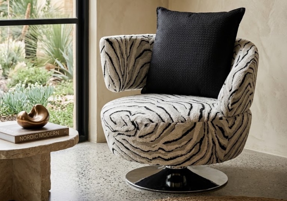 Nova Swivel Accent Chair black white copy Nova Swivel Accent Chair black white