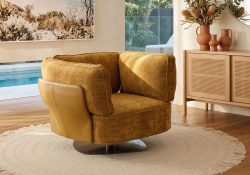 Solis Swivel Accent Chair mustard yellow