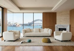 Stria Fabric Lounge Suite white fabric colour