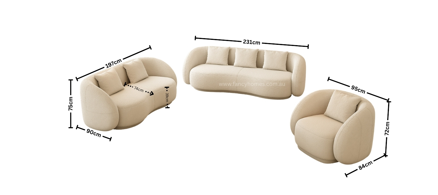 Armonia Fabric Lounge Suite Dimensions