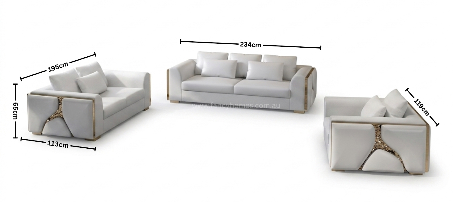 Aurelia Fabric Lounge Suite Dimensions