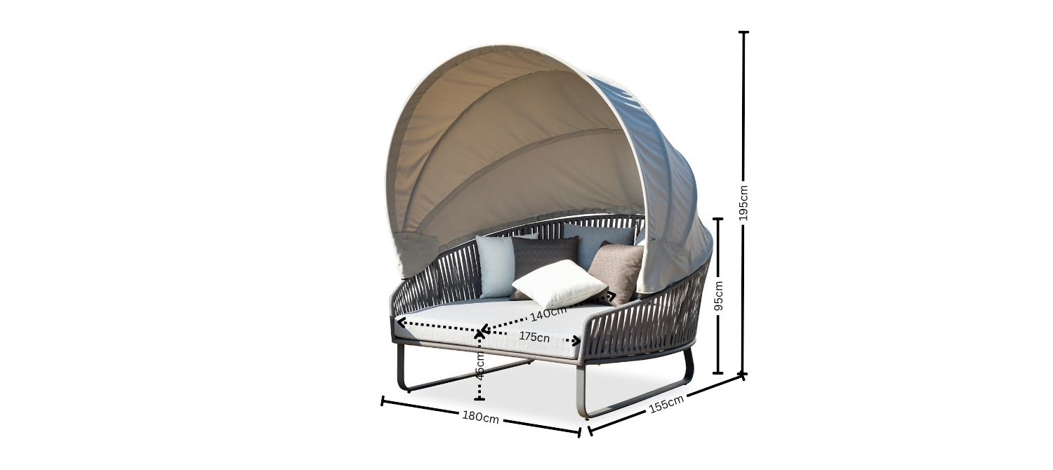 Bayside Outdoor Sunbed with Canopy Dimensions