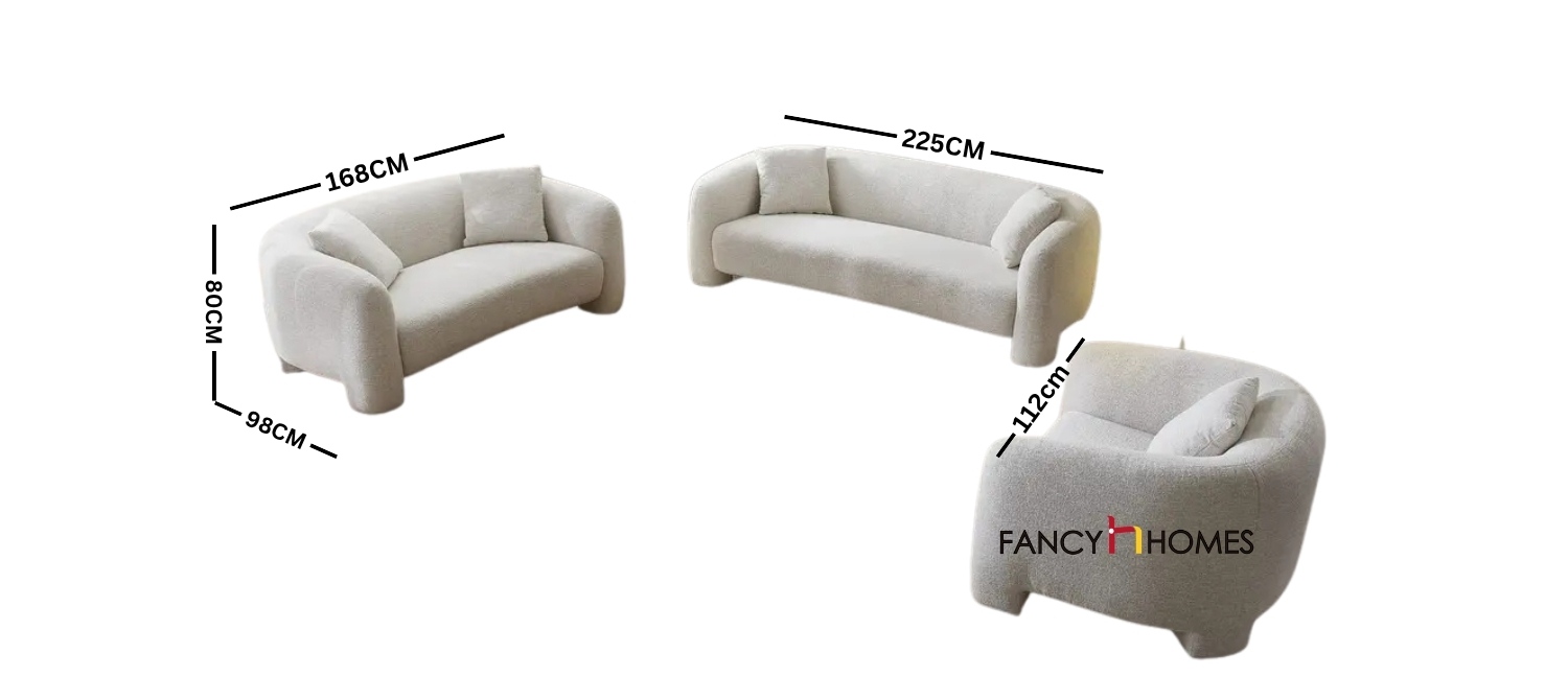 Bora Fabric Lounge Suite Dimensions Guide