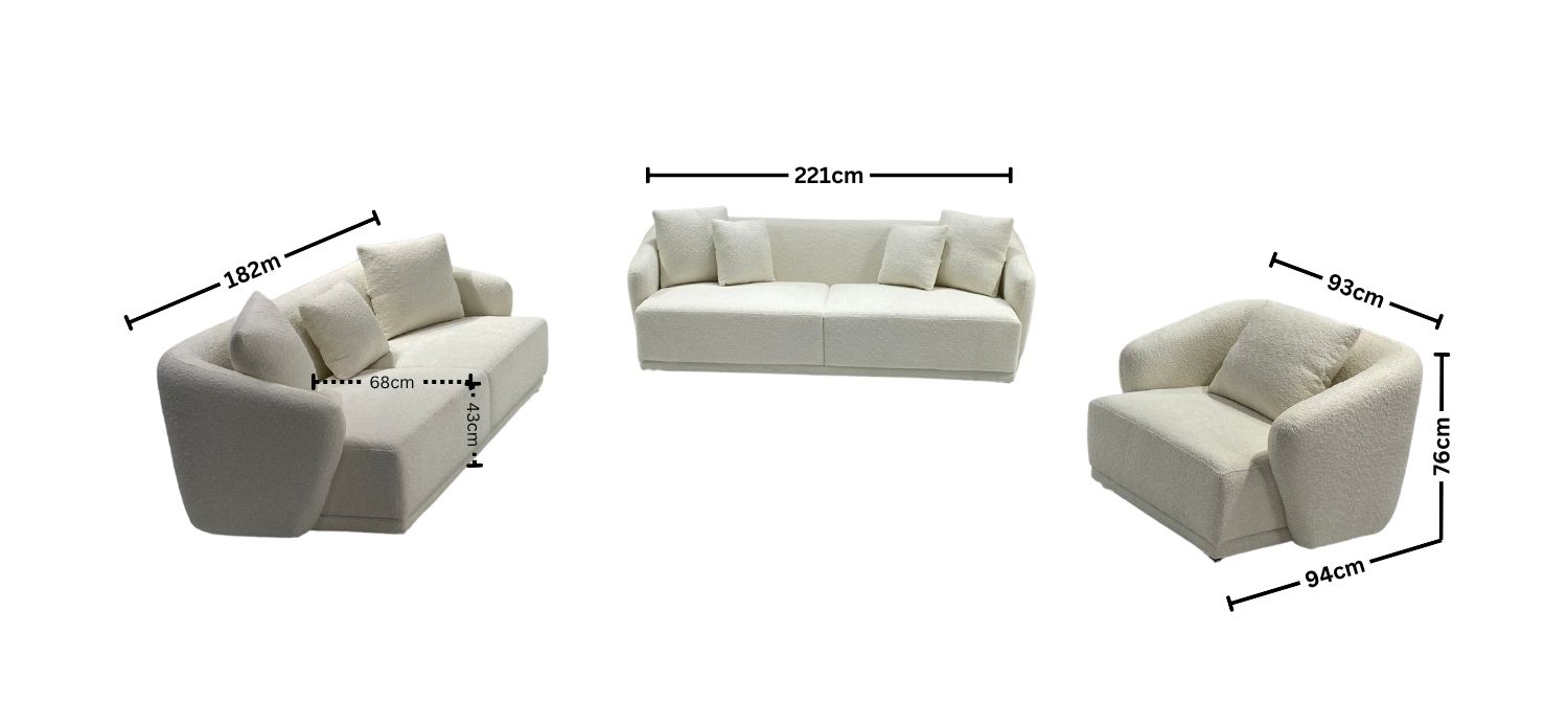 Velora Fabric Lounge Suite Dimensions Guide