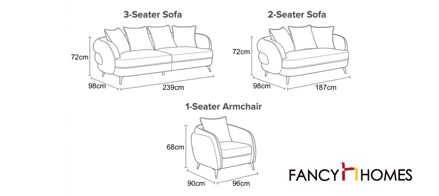 Avelia Fabric Lounge Suite Dimensions Guide